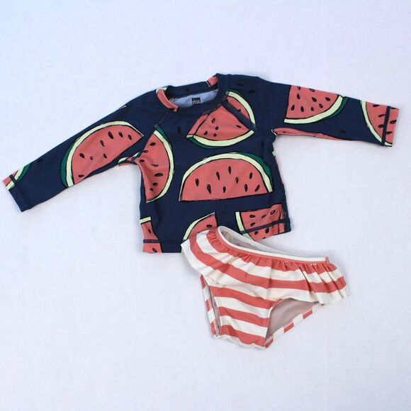 Tea 2-piece Swim Rashguard and Bikini Bottoms - Picture 1 of 4